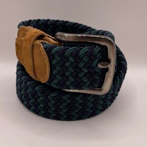 The Tie Bar Woven Suede Forest Green Navy Men’s Belt Size Medium Large Fall